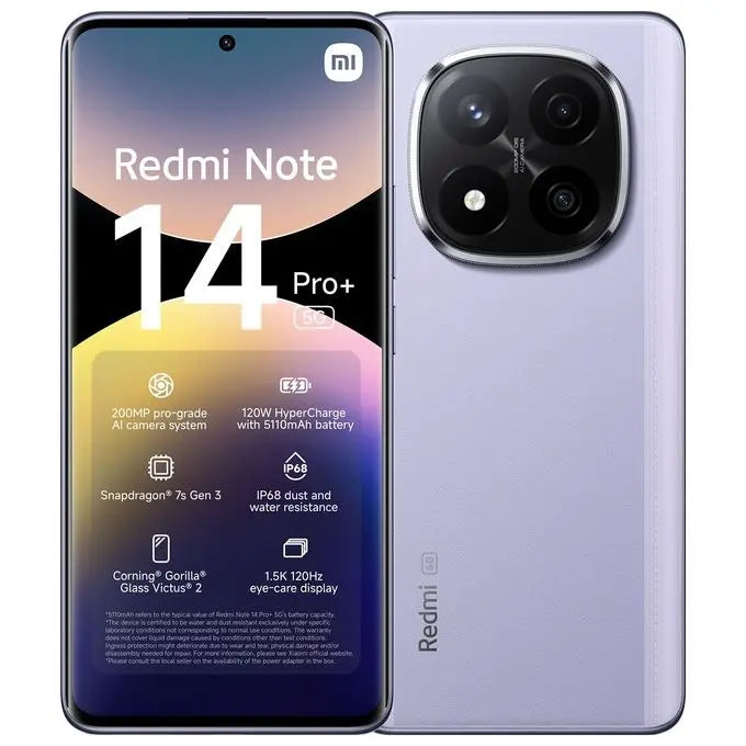 XIAOMI MZB0IJXEU Xiaomi Redmi Note 14 Pro+ 5G 8/256Gb 6.67" Amoled 120Hz Dual Sim Lavender Purple